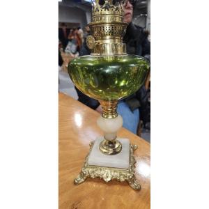 19th Century Green Glass Oil Lamp Tank