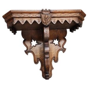 Early 20th Century Wall Console In Beautifully Carved Oak