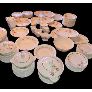 Important Badonviller Service From The 1930s/1950s With Floral Decor