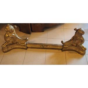 Pair Of Empire Period Bronze Andirons And Their Bars