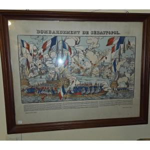 Framed Epinal Image Of The Bombing Of Sevastopol