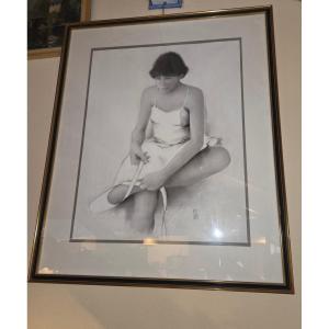 Drawing Of A Dancer Putting On Her Lobeto Slipper