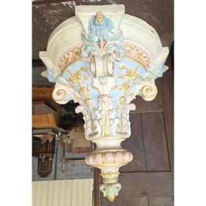 Important 19th Century Terracotta Wall Console For Statue 