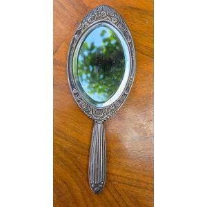 Art Deco Silver-plated Women's Hand Mirror By Bauer