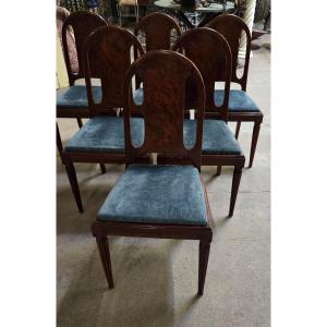 Set Of 6 Art Deco Mahogany Chairs