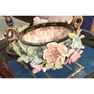 Jardiniere With Floral Decoration In Slip By édouard Gilles 