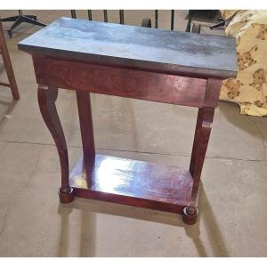 Period Restoration Console In Mahogany With Black Marble Top 