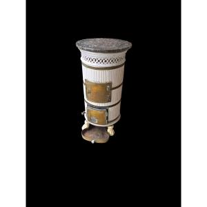 Round White Earthenware Furnace 19th Century