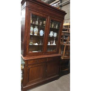 Louis Philippe Period Mahogany Bookcase Sideboard 