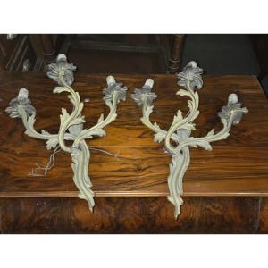 Pair Of Louis XV Bronze Wall Lights, Late 19th Century 
