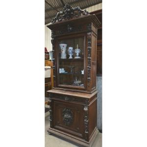 Two-body Sideboard In Carved Oak In The Henri II Style From The End Of The 19th Century