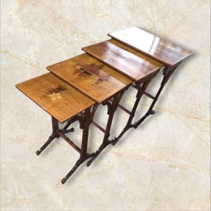 Nesting Tables By Emile Gallé With Breton Decor 