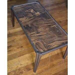 Art Deco Coffee Table With A Rosewood Checkerboard Top And A Marquetry (majorelle) Motif