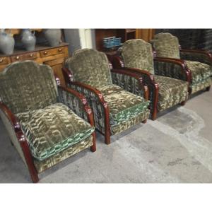 Suite Of 4 Art Deco Armchairs (tilting)