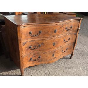 18th Century Curved Chest Of Drawers In Ash Wood 
