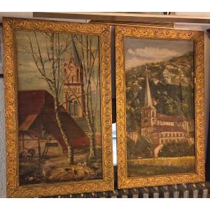 2 Oil Paintings On Canvas From The 1920s By Seraphin Broggi