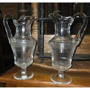 2 Crystal Water Jugs From Saint Louis 
