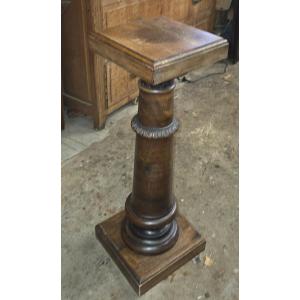 Late 19th-century Column Or Pedestal In Natural Wood