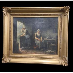 Oil On Canvas By Jan Jacobus Matthijs Damschröder, An Artist Born In The Netherlands 