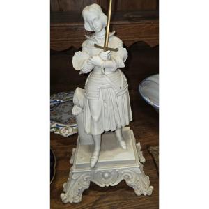 Biscuit Porcelain Statue Of Joan Of Arc, Late 19th Century 