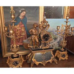 Napoleon III Period Mantelpiece Set 