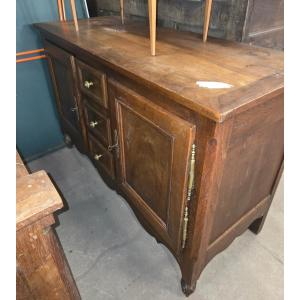 19th Century Walnut And Oak Sideboard With 2 Doors And 3 Drawers 