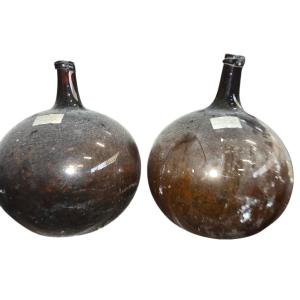 2 Amber Demijohns From The 19th Century Used For Holding Kirsch 