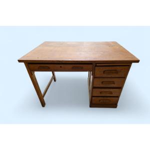 Oak Desk From The 1930s (former Editorial Office Of The Est Républicain Newspaper)