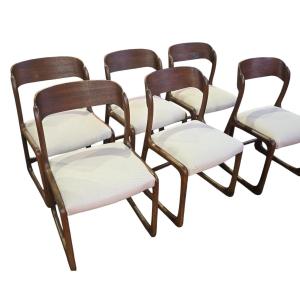 Set Of 6 Baumann Barrel-shaped Chairs From The 1960s