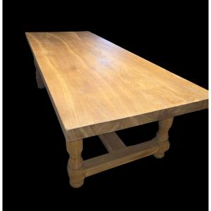 Very Imposing Mid-20th Century Oak Farmhouse Table, Sandblasted And Oiled 