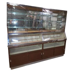 Antique Grocery Store Display Cabinet In The Shape Of A 1930s Writing Desk/sideboard