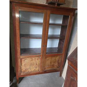 Two-door Fruitwood Display Cabinet In The Style Of The Early 1900s