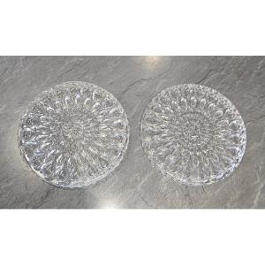 2 Baccarat Crystal Bottle Coasters, "drop" Pattern, From The 1960s