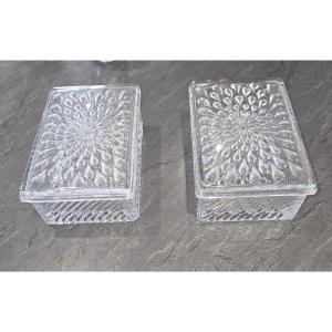 2 Baccarat Crystal Boxes, Drop Pattern, From The 1960s