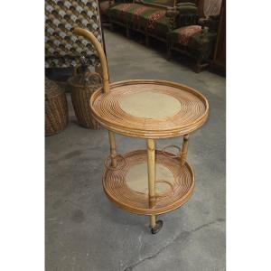 1960s Rattan Bar On Wheels
