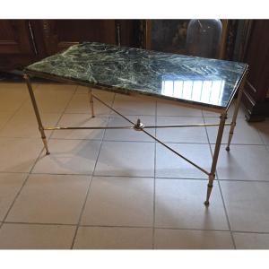 Brass And Green Marble Coffee Table From The 60s Bagues Paris