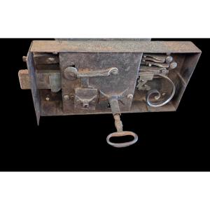 Antique Lock And Key From A Château In The Southern Vosges Region, Late 18th Century.
