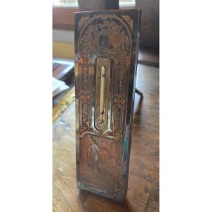 Old B.wichek Engraved Copper Thermometer Cr. l'Adieu Soulacroix France 19 C.