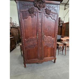 Very Richly Carved Normandy Armoire Dated 1840 Measuring 246cm