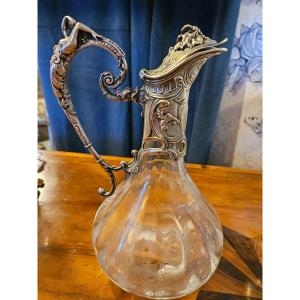 Ewer In Crystal And Silver Metal