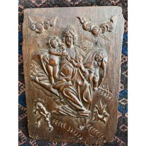 18th-century Oak Panel Depicting Mary