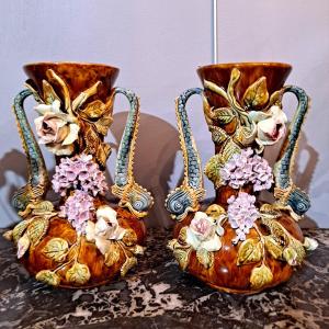 Pair Of Slip Vases