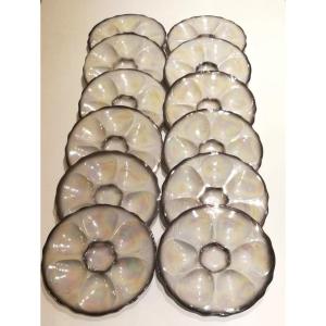 Service à Coquillages en porcelaine irisée (12 Assiettes)