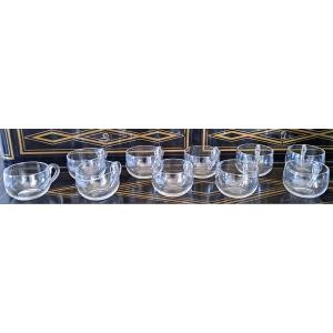 10 Crystal Punch Or Cider Cups Engraved With A Viscount's Crown
