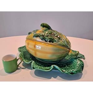 "melon" Barbotine Terrine In Sarreguemines Earthenware