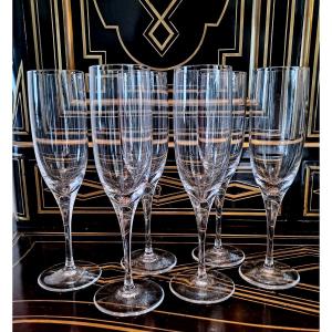6 Sèvres Crystal Champagne Flutes