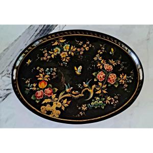 Large Oval Painted Sheet Metal Tray