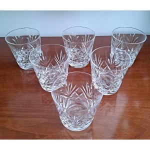 6 Saint Louis Crystal Whisky Glasses, Chantilly Model