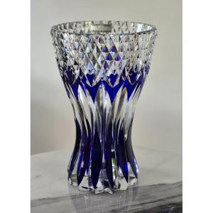 Saint Louis Blue Crystal Vase 30 Cm High