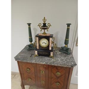 Borne Clock In Black And Pink Veined Marble 